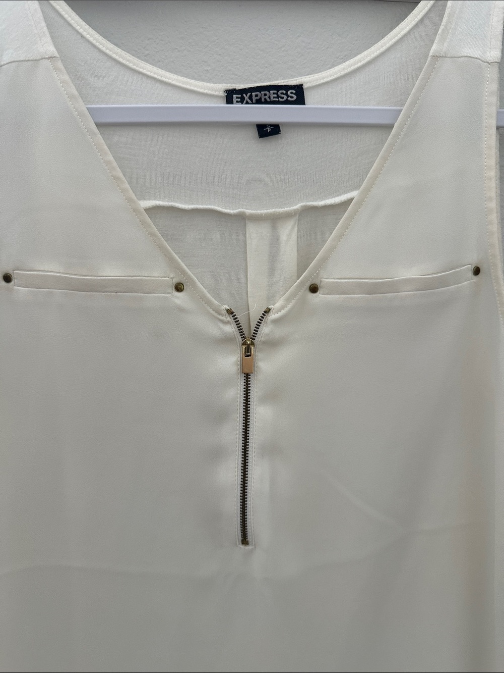 Express Ivory V-Neck Zip Front Tank Top - Picture 5 of 5